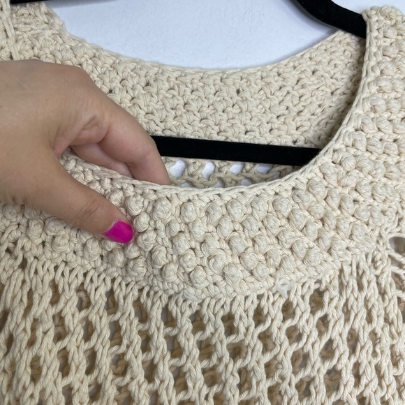 Handmade cream boho knit neutral top - Picture 4 of 5